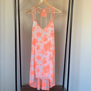 Pink and white floral midi dress